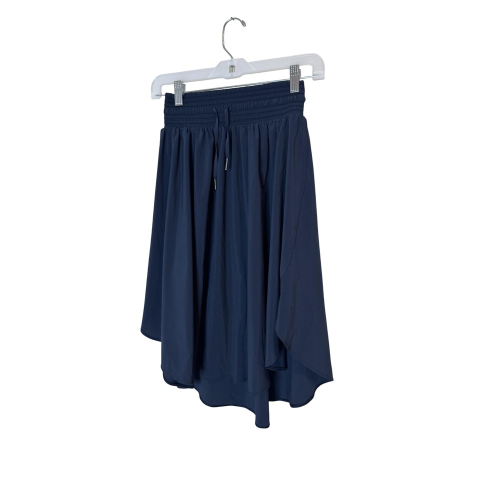 Lululemon Skirt Womens Medium Blue Wrap High Low Hem Drawstring Waist Activewear